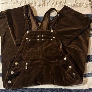 Revolt brown silk overalls